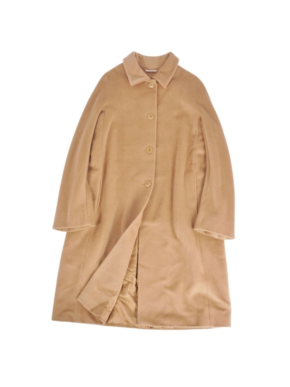 Max Mara Coat Long Soutien Collar Balmachan White Tag Wool Cashmere Brown
